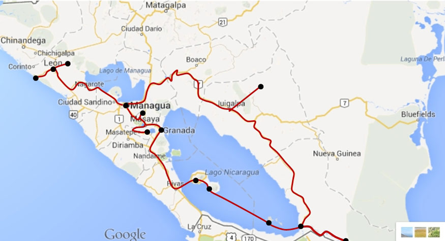 Nicaragua Cultural Adventure Map Tours in Nicaragua
